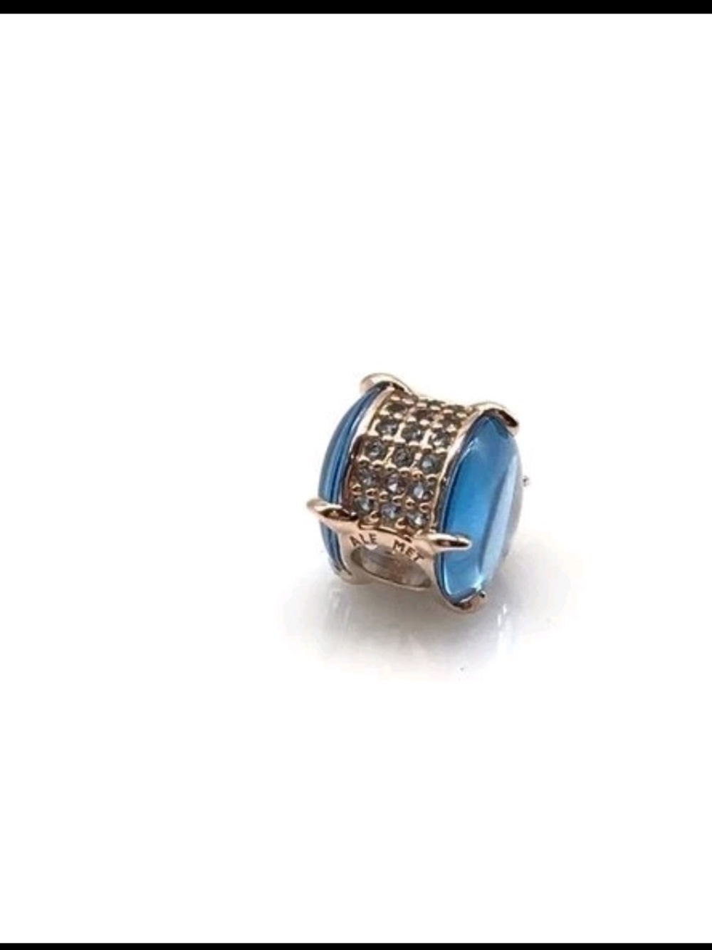 Pandora 925 Sterling Silver Blue Oval Cabochon Rose Gold Plated Charm